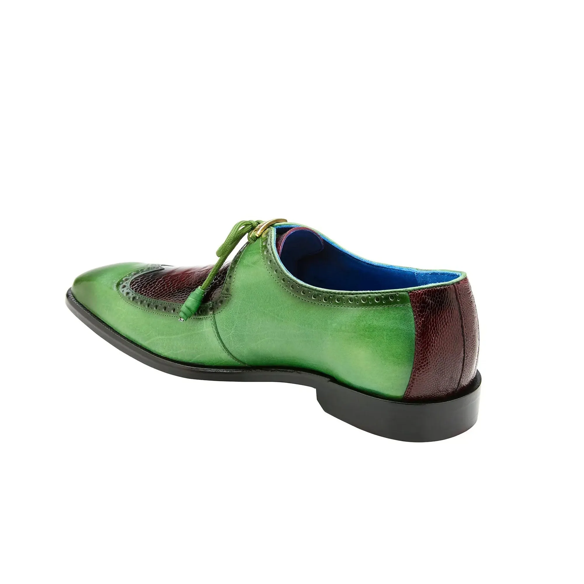 Belvedere Etore in Antique Emerald / Wine Ostrich Leg & Leather Oxfords