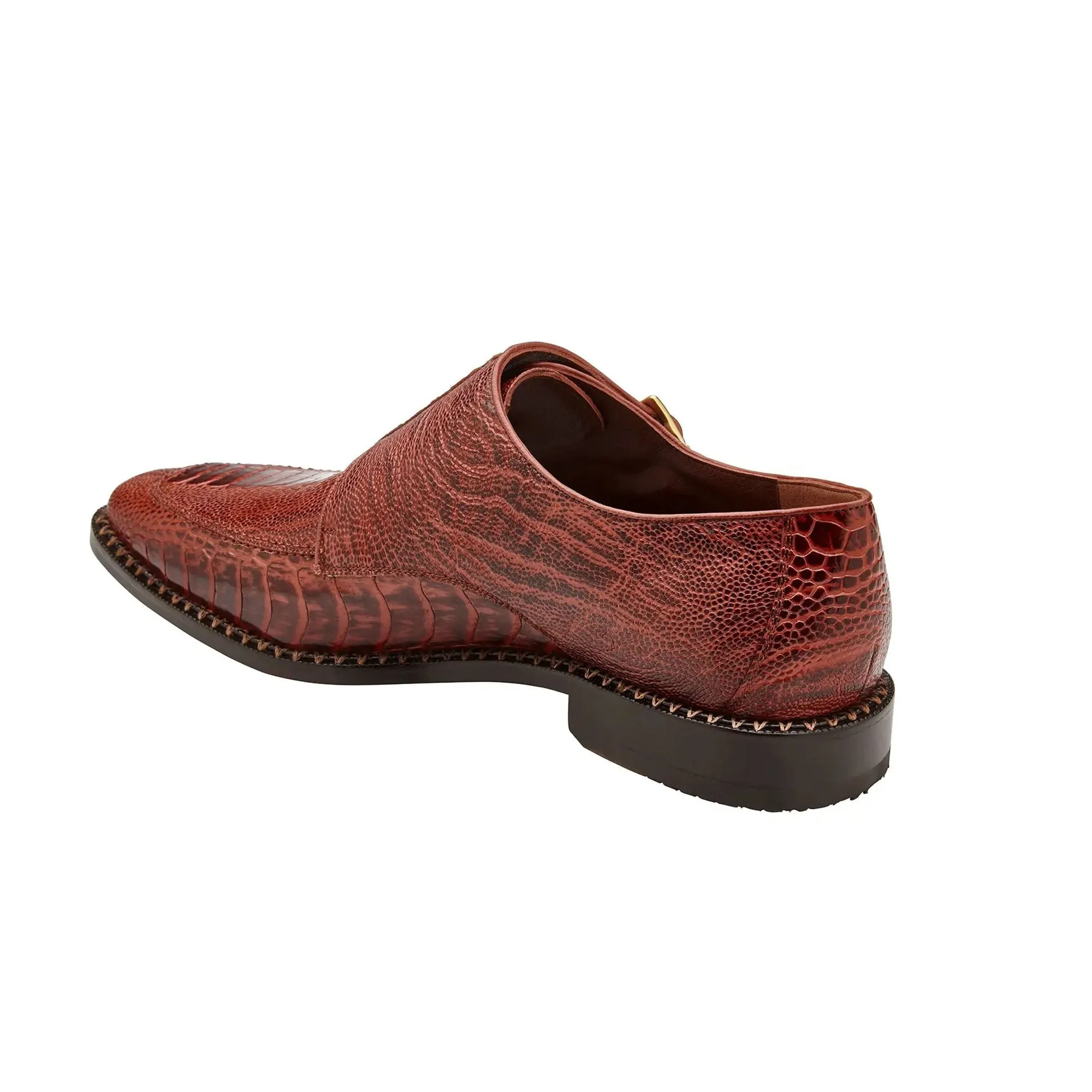 Belvedere Valiente in Antique Rust Ostrich Leg Monkstraps