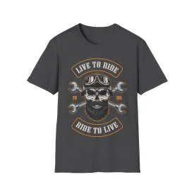 Biker T Shirt  Ring Spun Cotton Live To Ride 1986