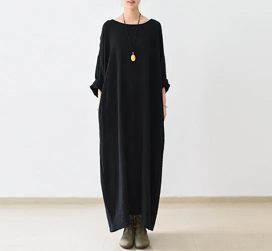 Black Long Sleeve Maxi Women Dresses AMT962211