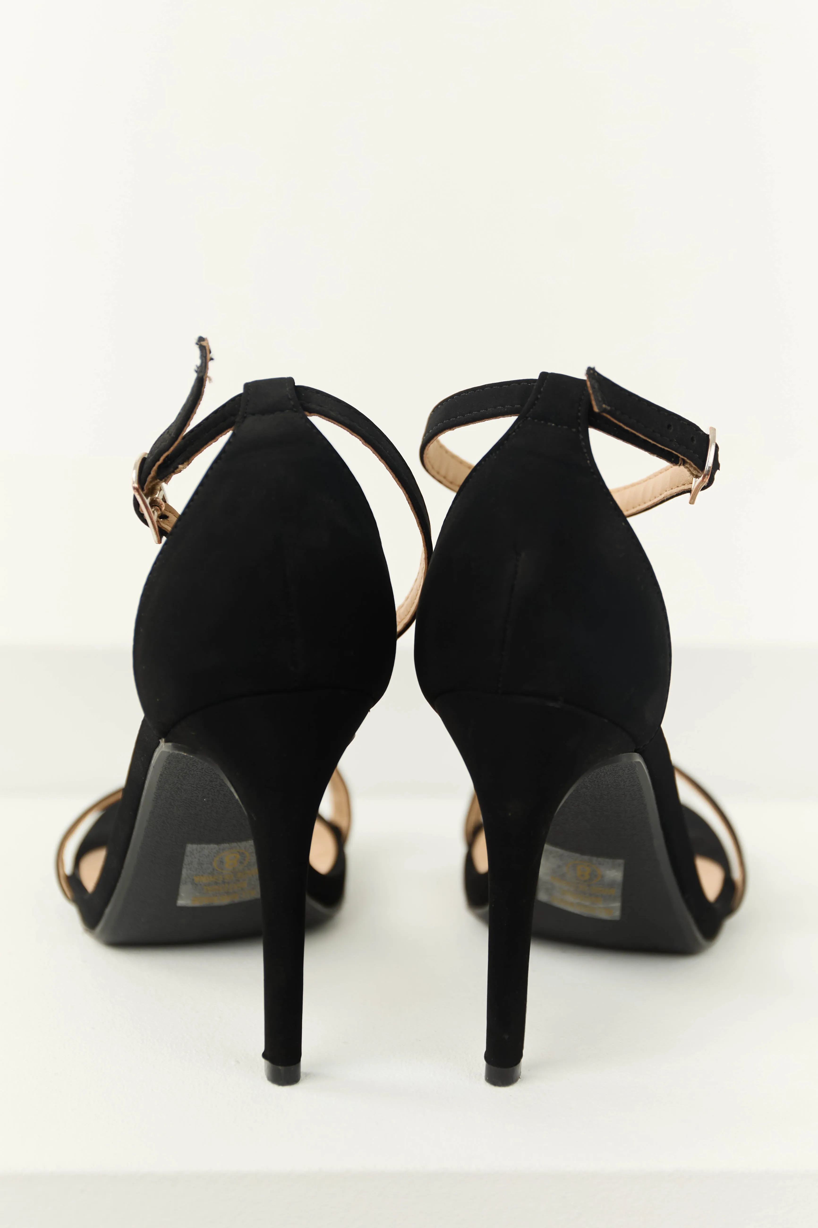 Black Nubuck Ankle Strap High Heels