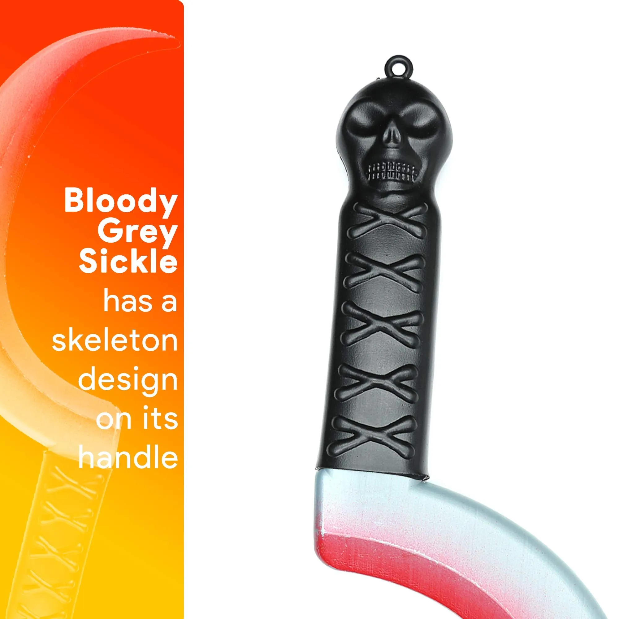 Bloody Sickle Weapon Prop - Fake Zombie Costume Accessories Weapons Knife Props with Jolly Roger Handle