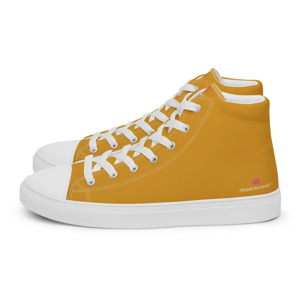 Bright Yellow Men's High Top Sneakers, Modern Minimalist Best Solid Color Canvas High Top Shoes For Men