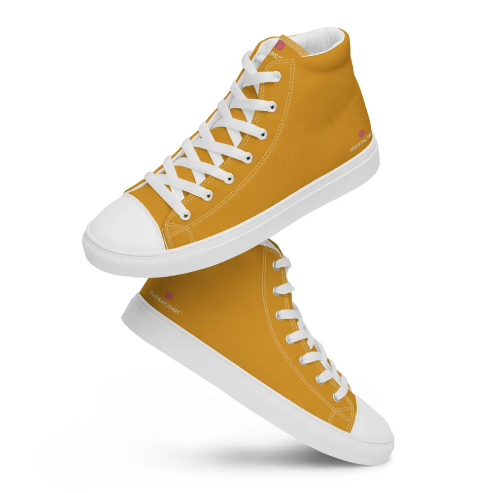 Bright Yellow Men's High Top Sneakers, Modern Minimalist Best Solid Color Canvas High Top Shoes For Men