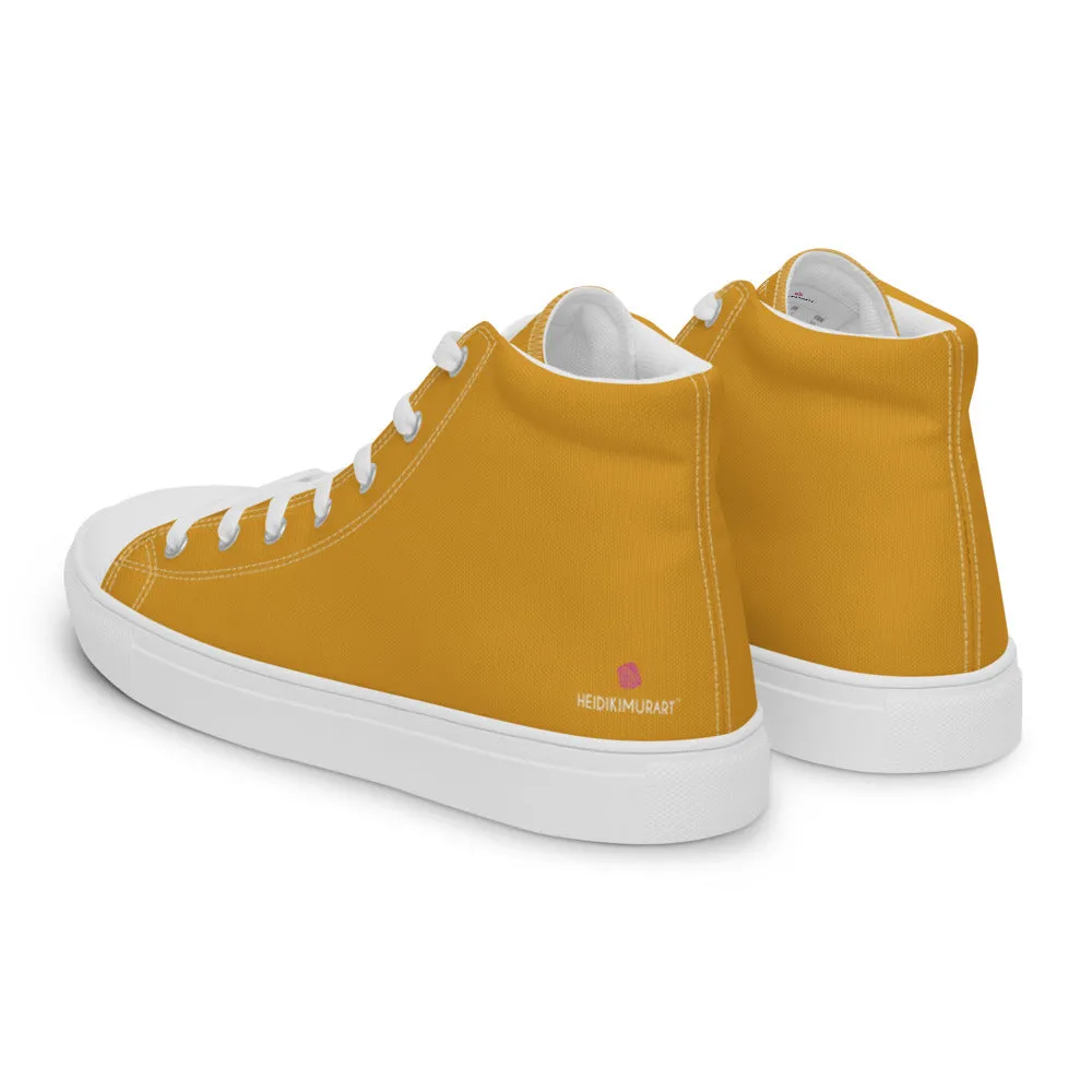 Bright Yellow Men's High Top Sneakers, Modern Minimalist Best Solid Color Canvas High Top Shoes For Men