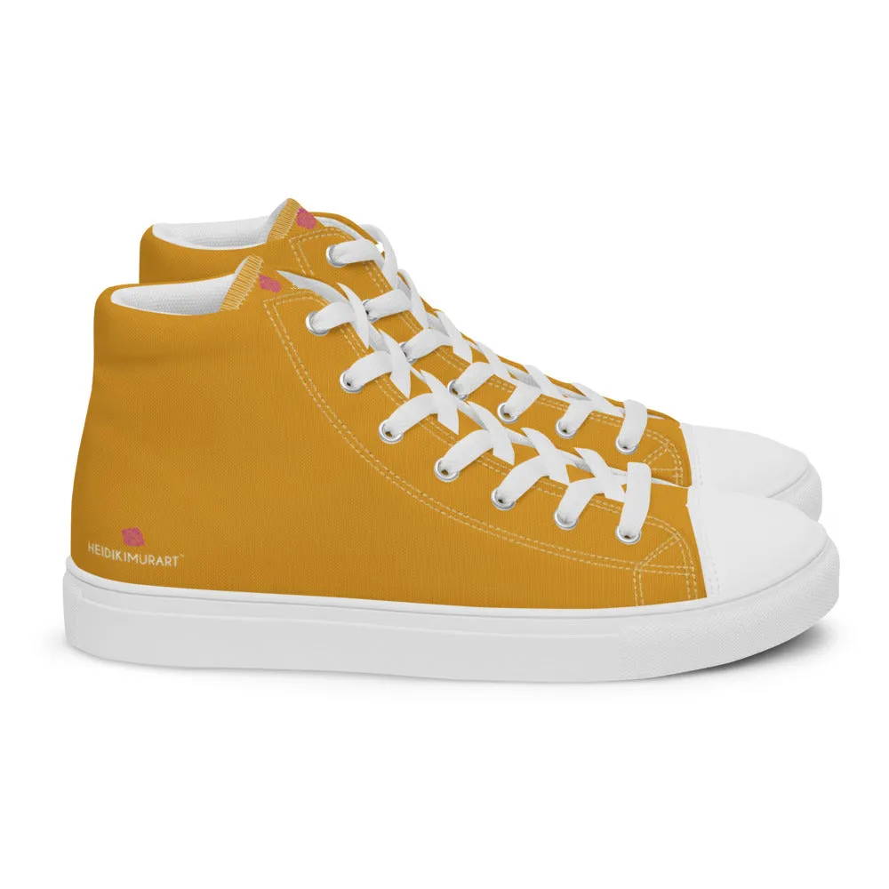 Bright Yellow Men's High Top Sneakers, Modern Minimalist Best Solid Color Canvas High Top Shoes For Men