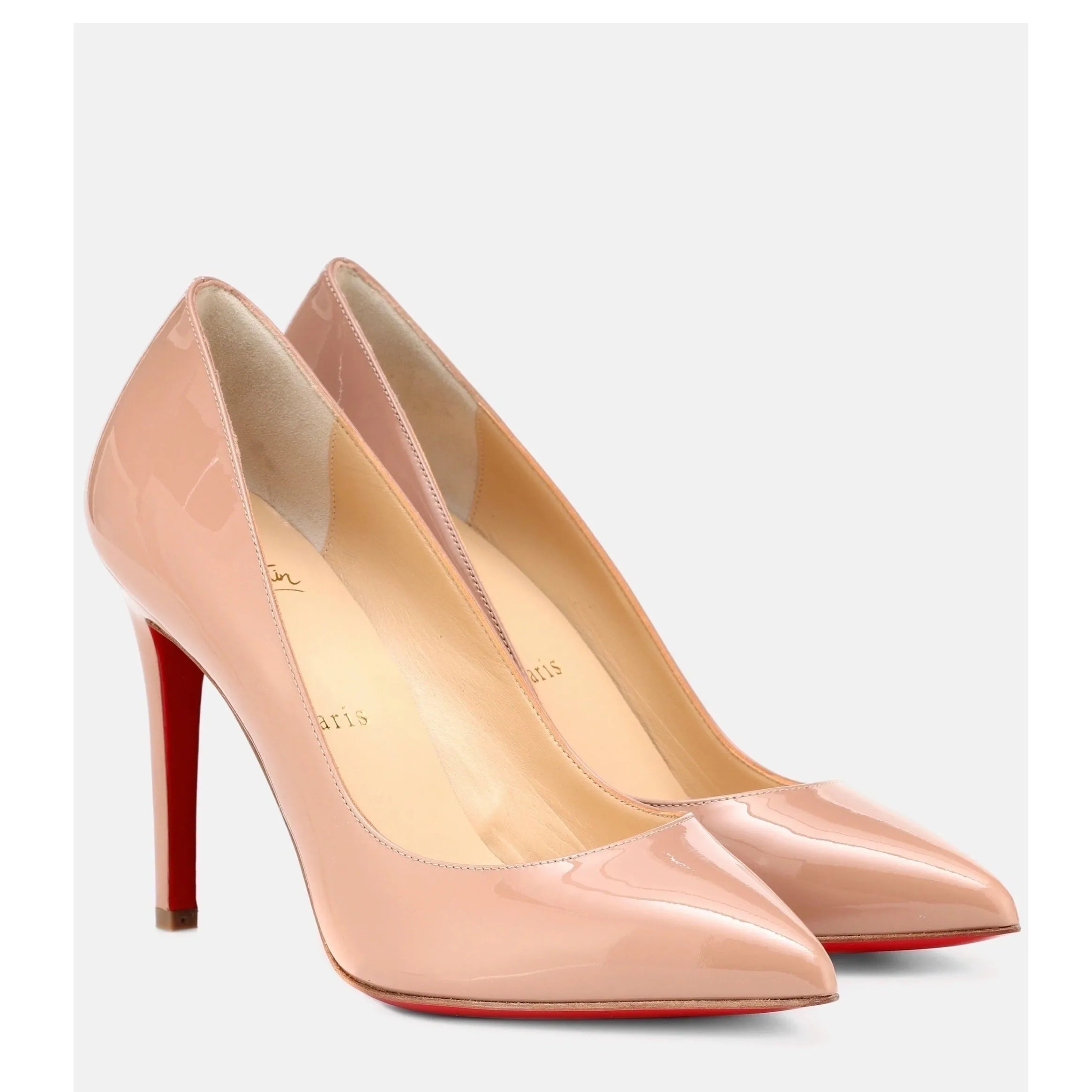 Christian Louboutin Pigalle 100 Nude Patent Leather Pump Heels 37 UK 4