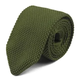 Classy Men Solid Olive Green Knitted Tie