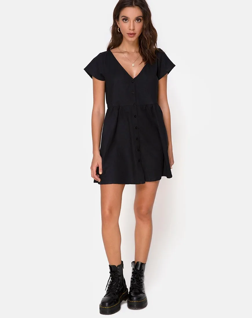 Deira Babydoll Dress in Black