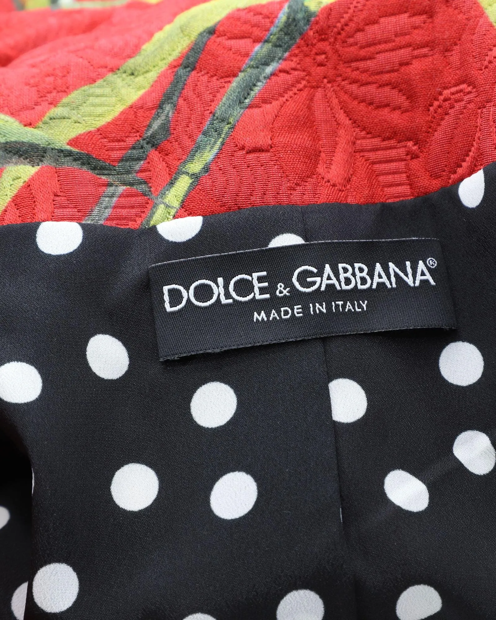 Dolce & Gabbana Floral Metallic Brocade Jacket in Red Cotton