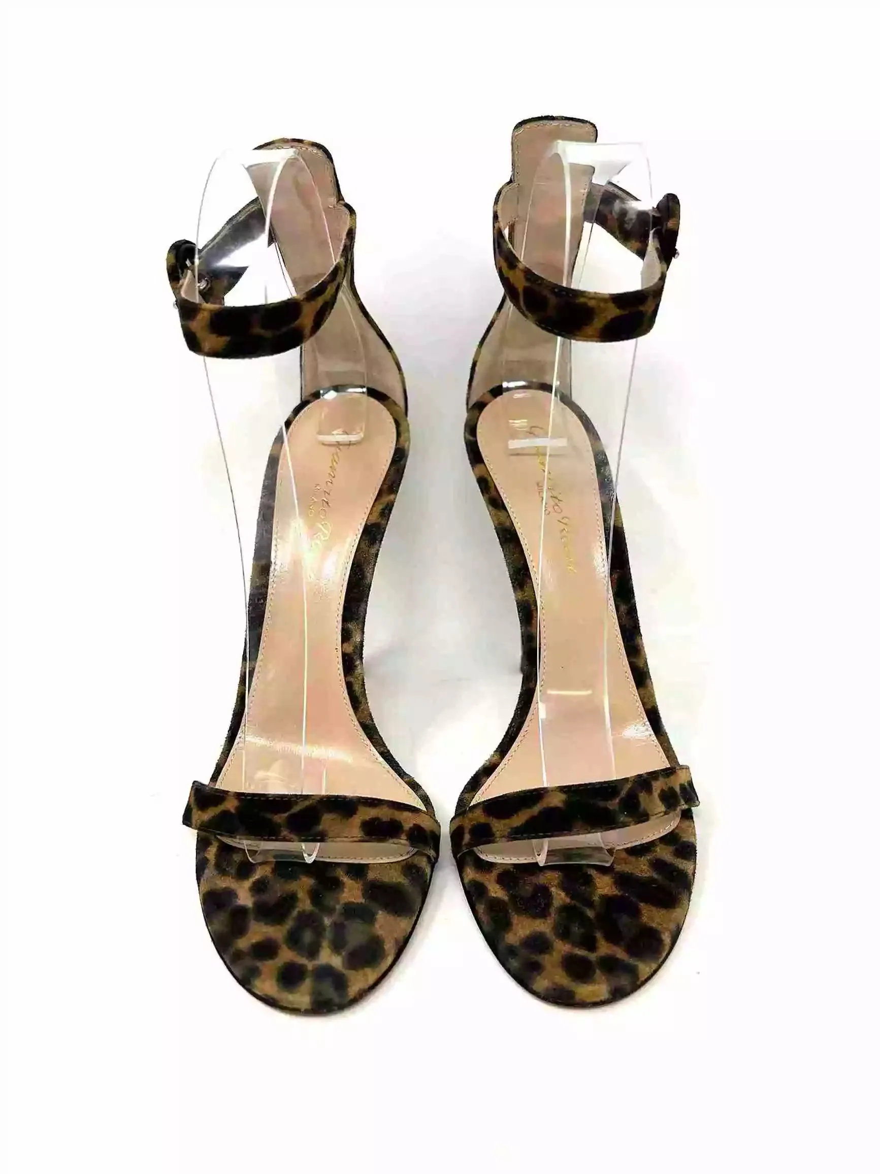 Gianvito Rossi Portofino Leopard Print Sandal Heels 37 UK 4