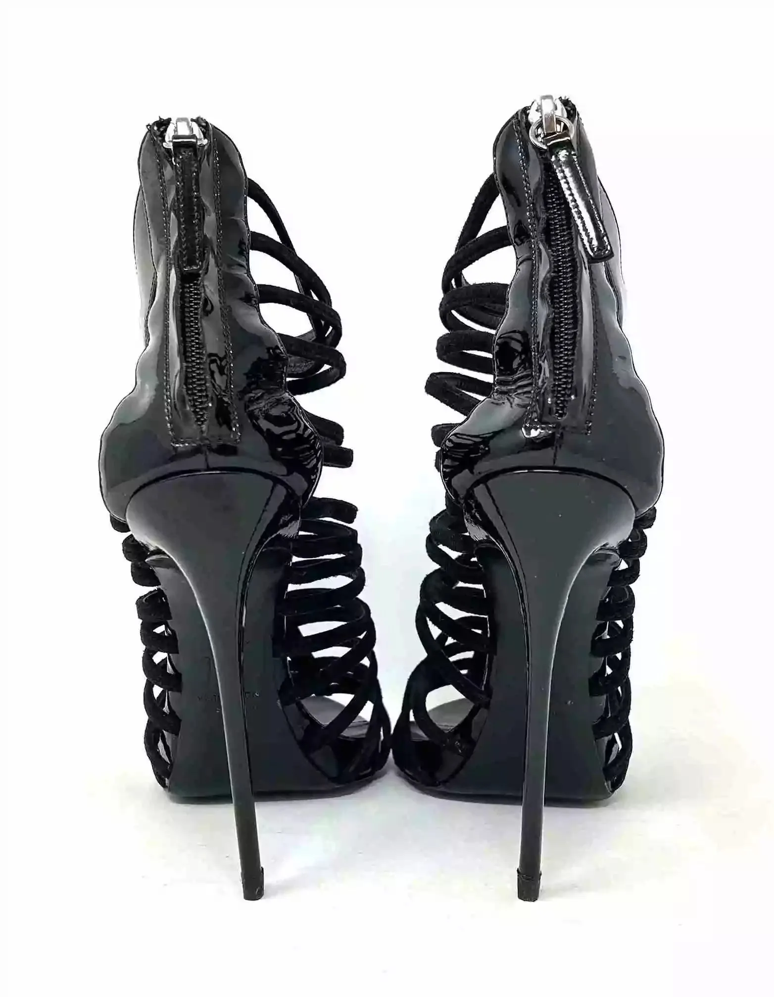 Giuseppe Zanotti Priscilla Black Suede And Patent Leather Gladiator Heels Sandals 39 UK 6