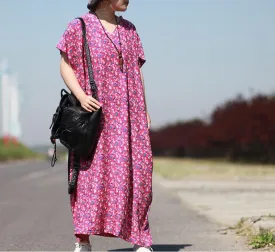 Loose Long Summer Linen Cotton V Neck Spring Dresses