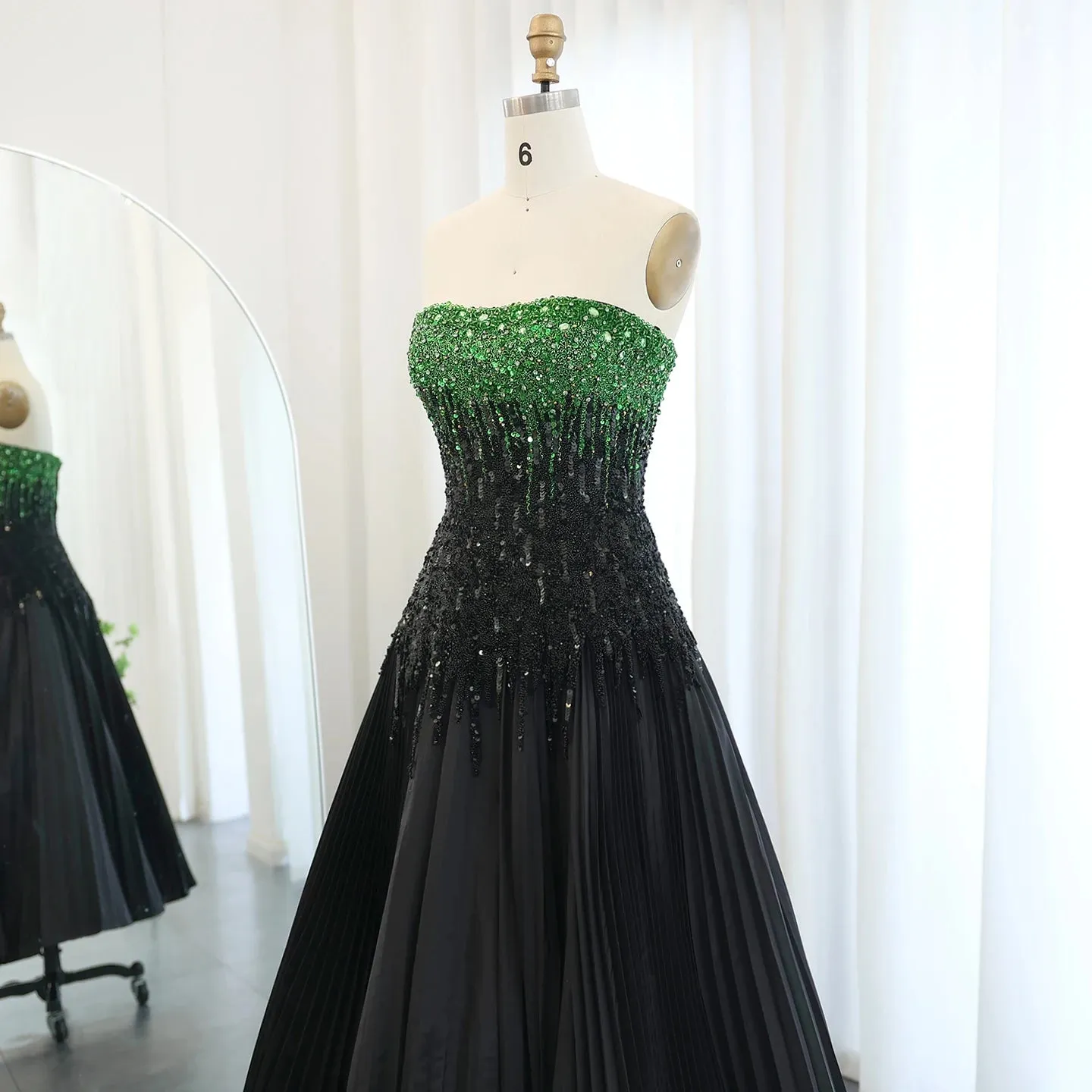 Luxury Beaded Strapless Evening Dress