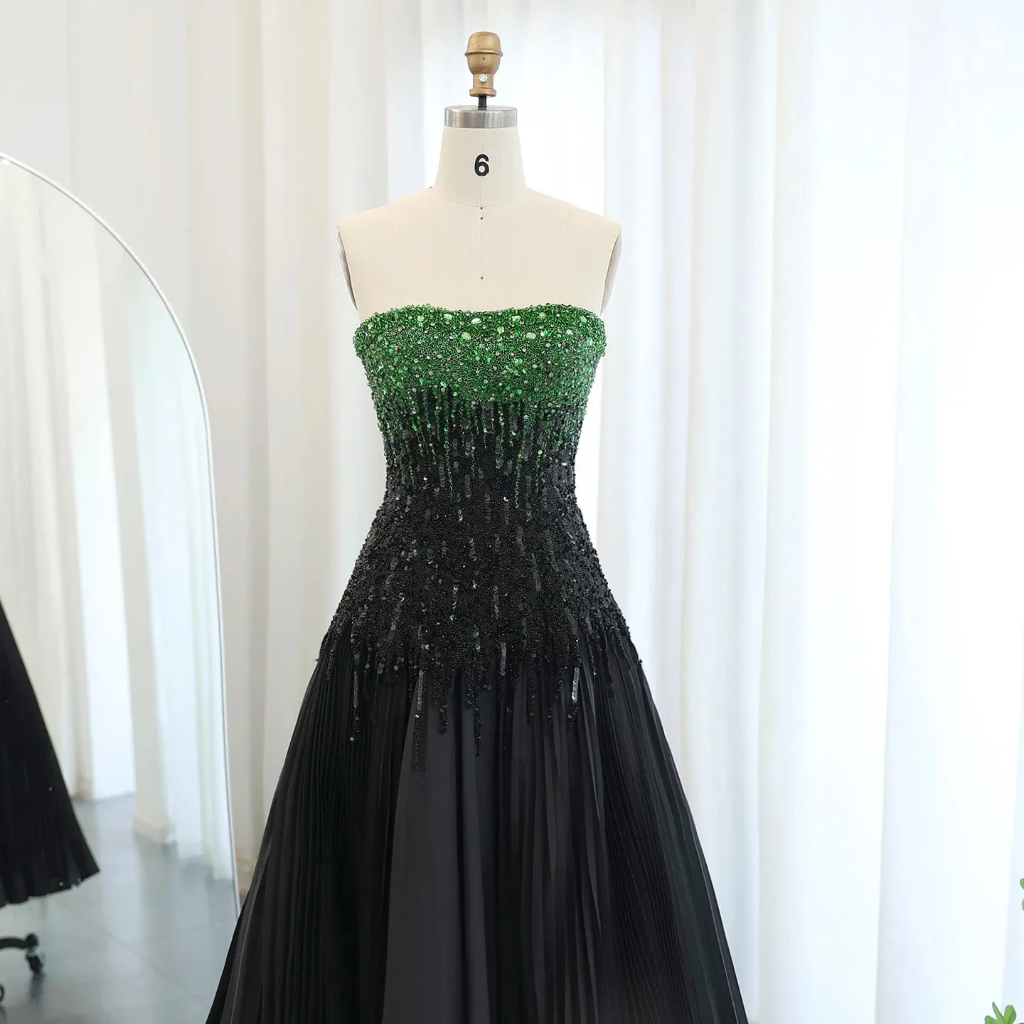 Luxury Beaded Strapless Evening Dress