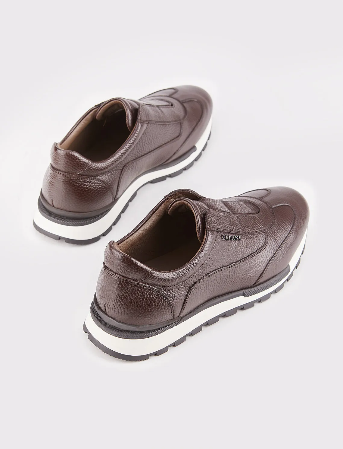 Men Brown Genuine Leather Sneakers