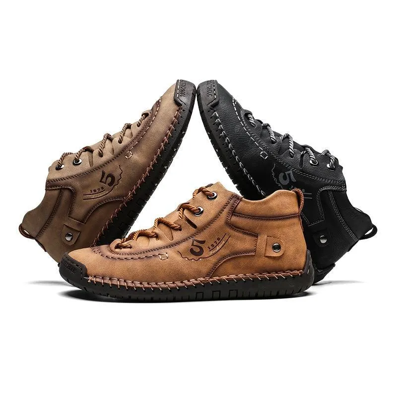 Mens Uber Cool Leather Casual Shoes/Lace up Soft Flat Footwear