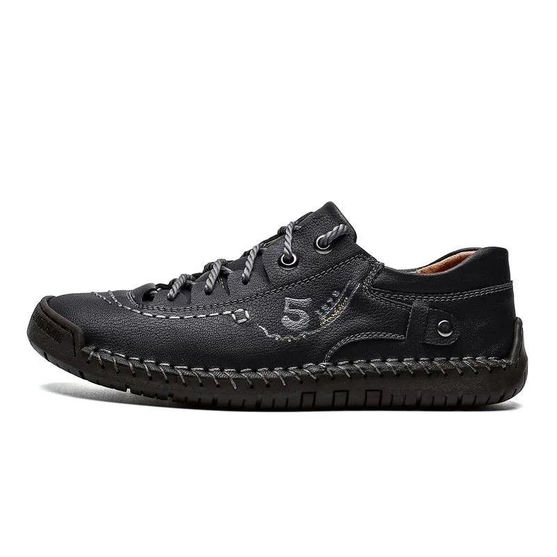 Mens Uber Cool Leather Casual Shoes/Lace up Soft Flat Footwear