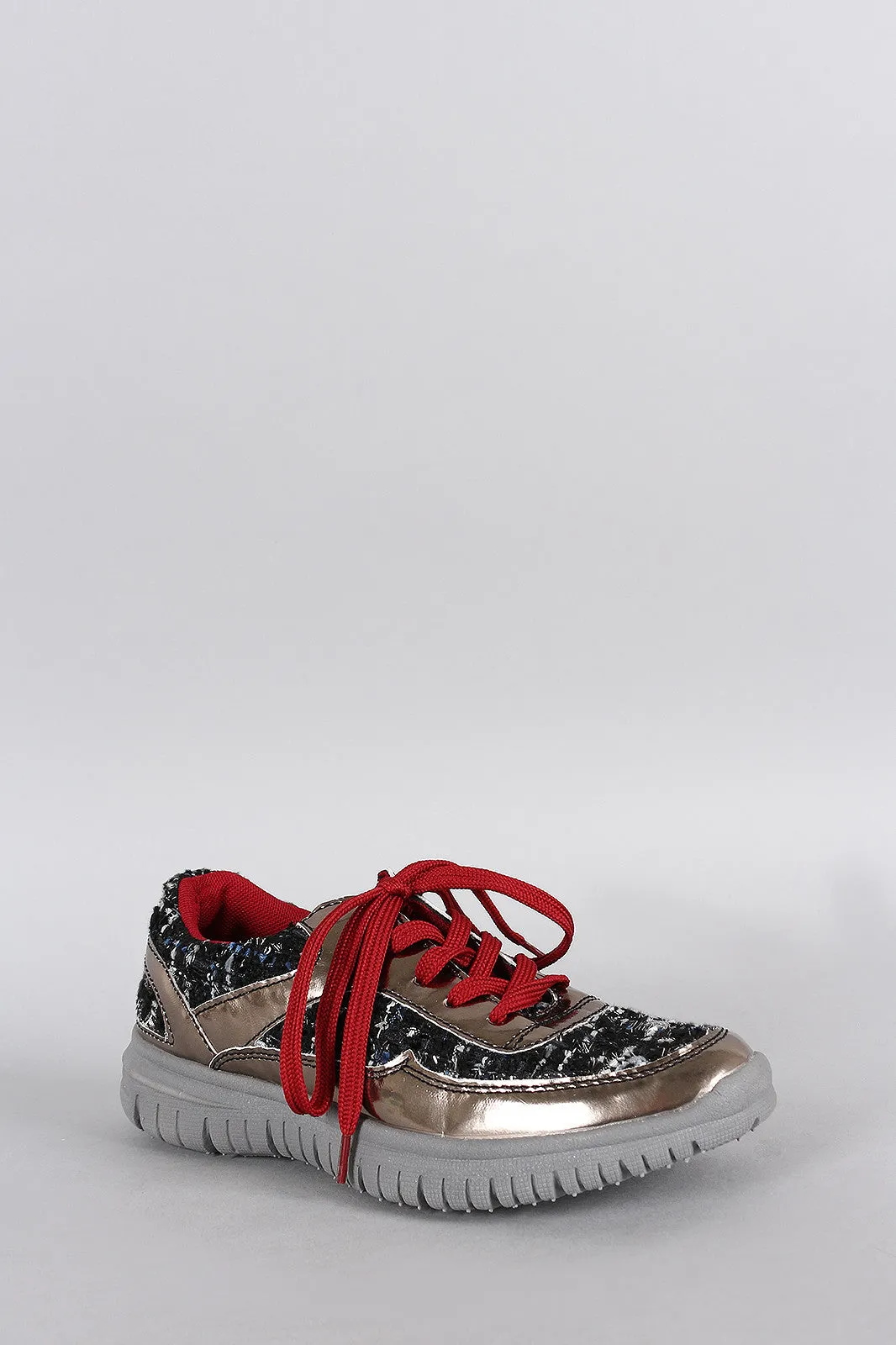 Metallic Tweed Lace Up Sneaker