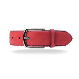 Nubuck Belt - Red Nubuck/Blue Stitch