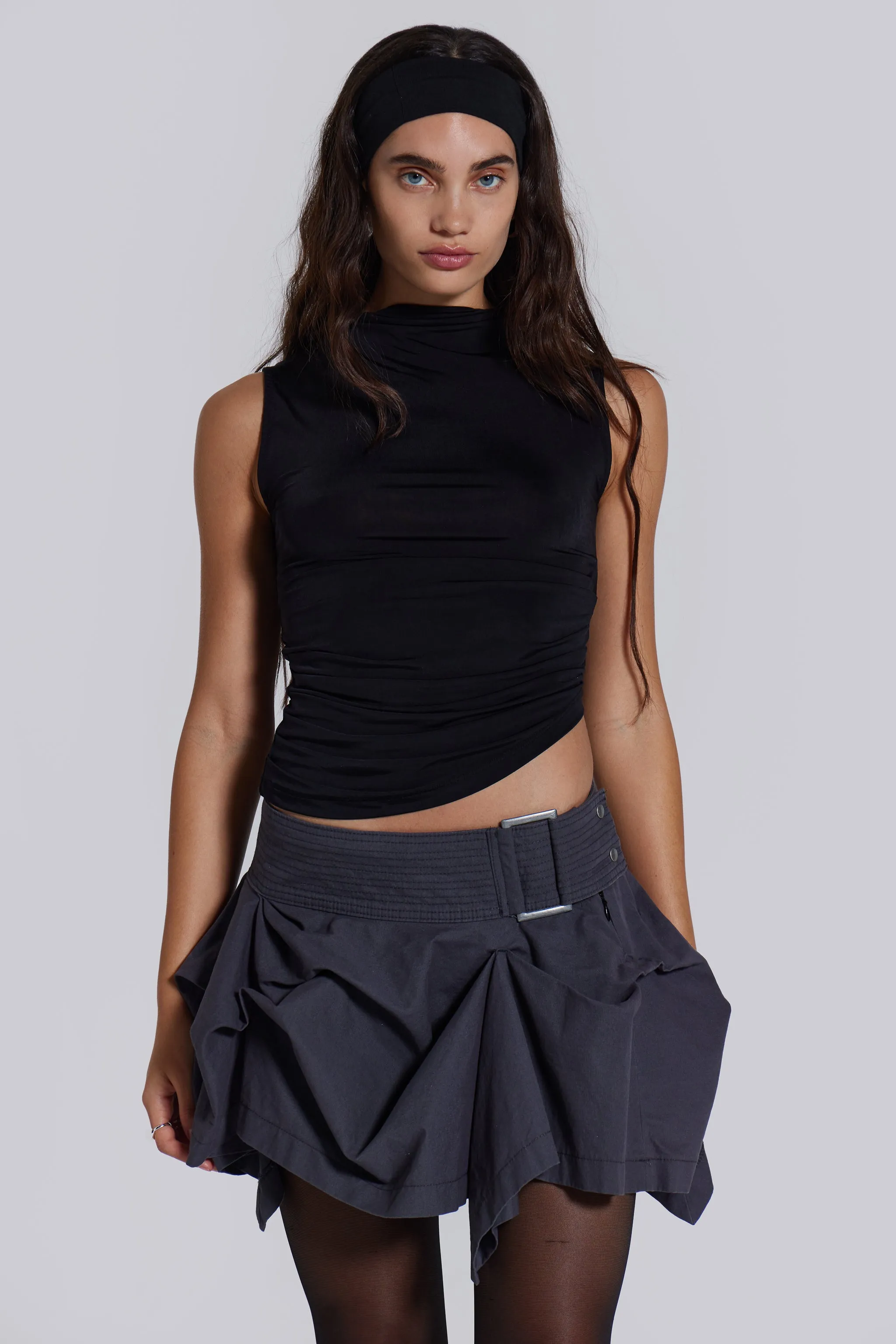 Nyla Asymmetric Tucked Mini Skirt