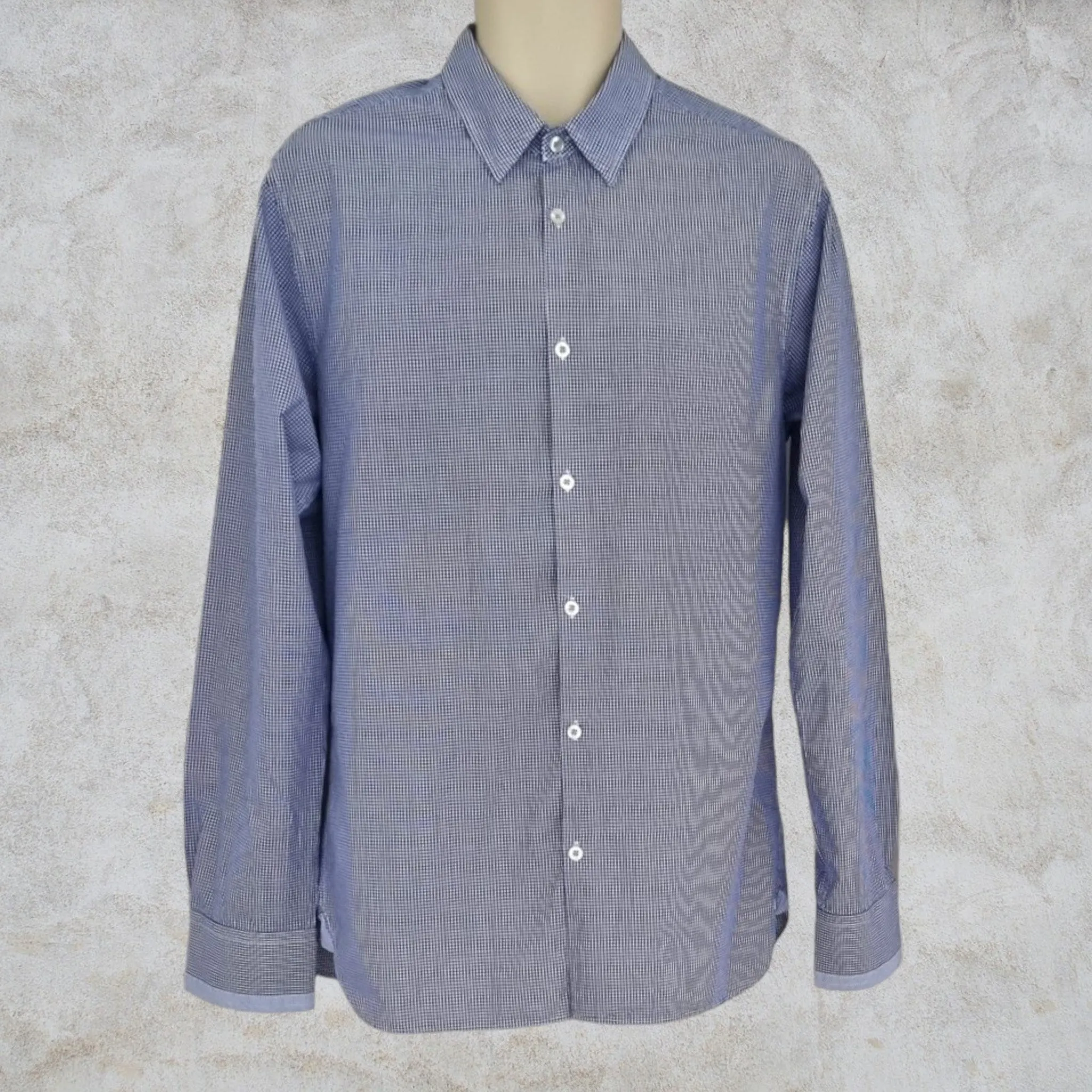 Scotch & Soda Blue & White Oxford Collar Cotton Check Mens Shirt Size M