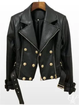 Sophisticated Women's Leather Motorcycle Jacket