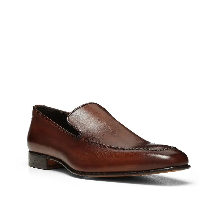 Stitch Burnished Leather Loafers - Chocolate