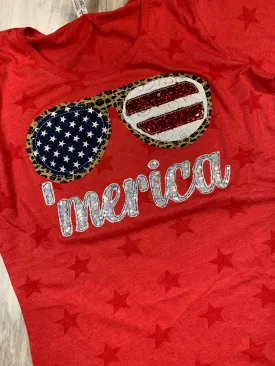 Sunglasses "MERICA" Shirt on Stars Tee