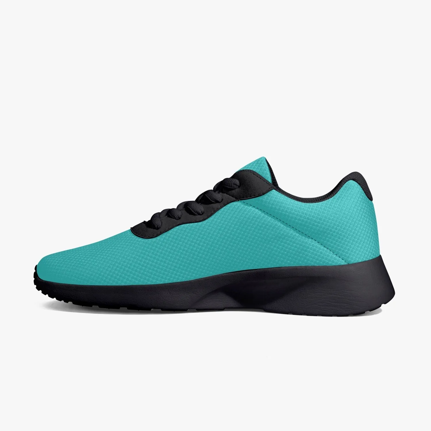 Turquoise Blue Color Unisex Sneakers, Soft Blue Solid Color Best Lifestyle Unisex Casual Designer Mesh Running Shoes With Black Soles