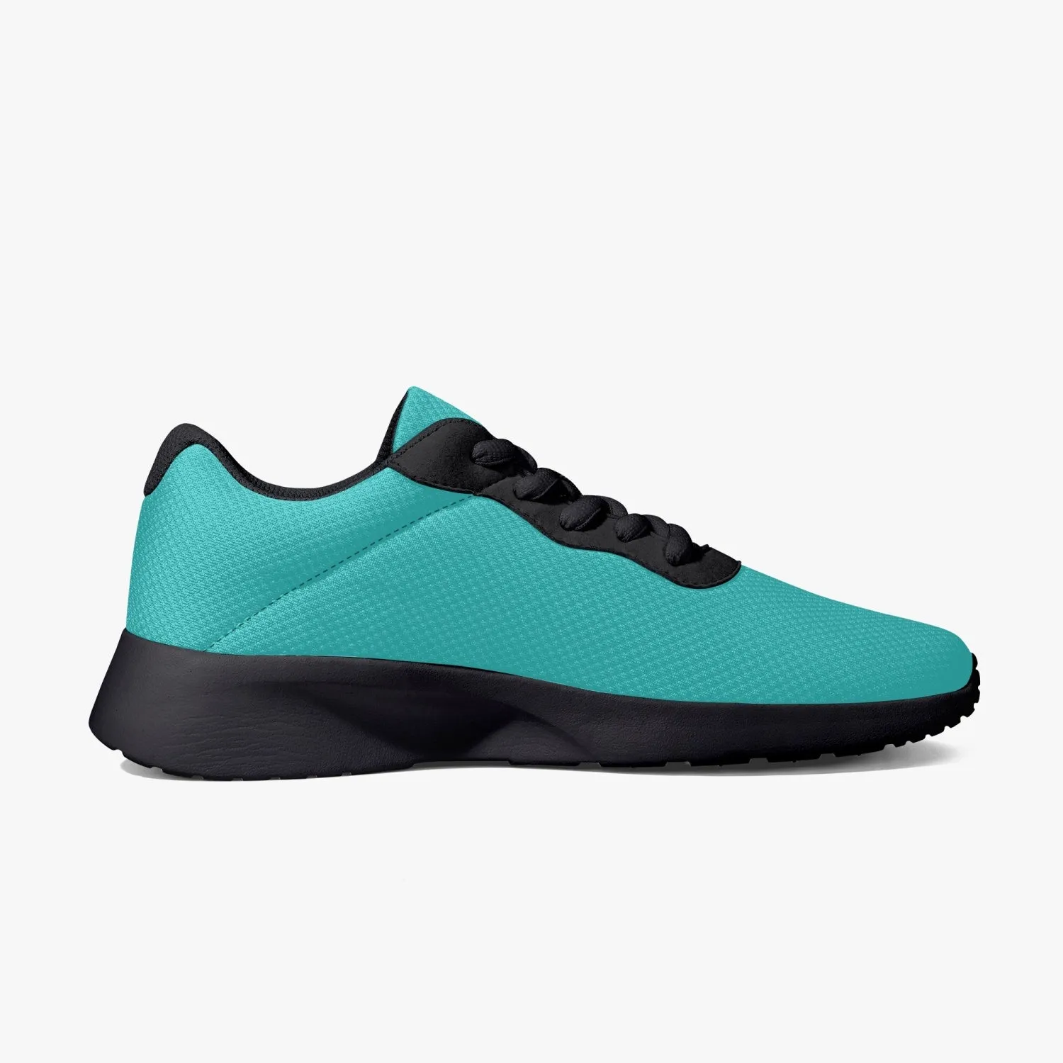 Turquoise Blue Color Unisex Sneakers, Soft Blue Solid Color Best Lifestyle Unisex Casual Designer Mesh Running Shoes With Black Soles