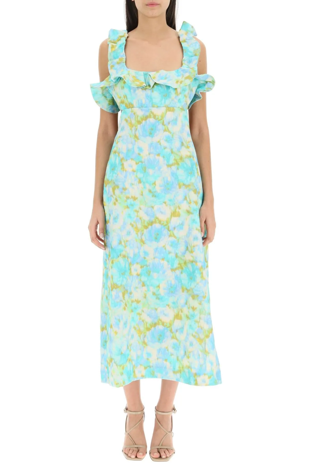 Zimmermann 'high tide' ruffled linen midi dress